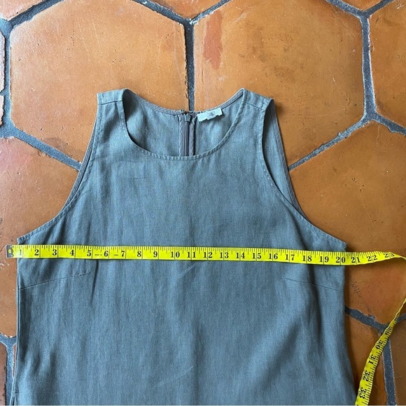 garnet hill 100% Linen Fringe-Hem A-Line Dress Pockets Boho Lagenlook Coastal 8 - Picture 9 of 10